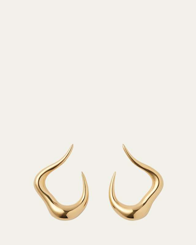 18K Yellow Gold Bold Stream Open Small Earrings